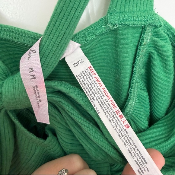Urban Outfitters Midnight Halter Cropped Tank Top Women’s Medium Green Ribbed - Picture 6 of 7